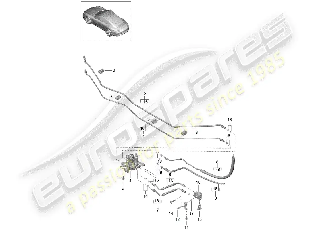 porsche 2016 (991-1) lines parts diagram