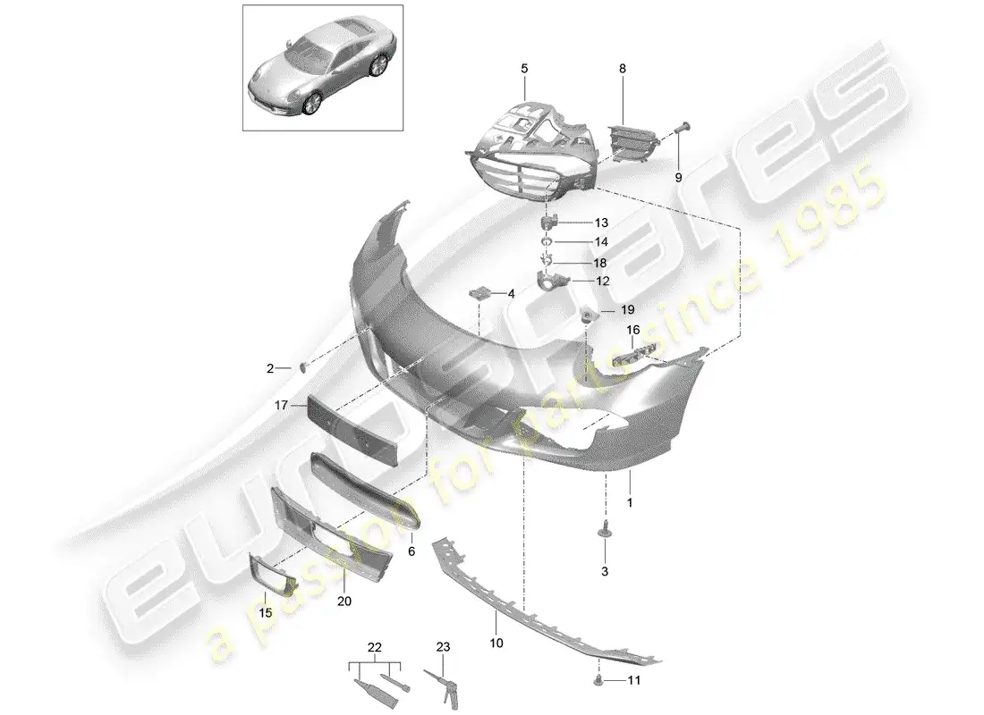 porsche 2012 (991-1) bumper parts diagram