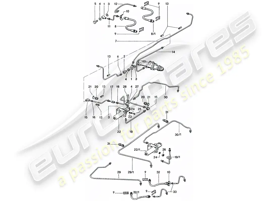 porsche 1974 (914) brake lines part diagram