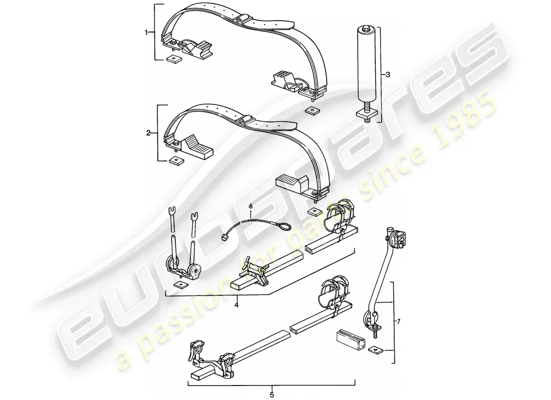porsche 1983 (928) roof transport system parts diagram