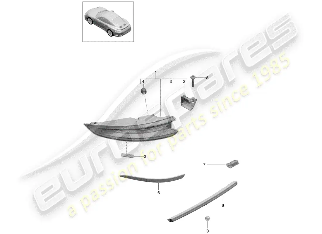 porsche 2020 (991-2 turbo) rear light parts diagram