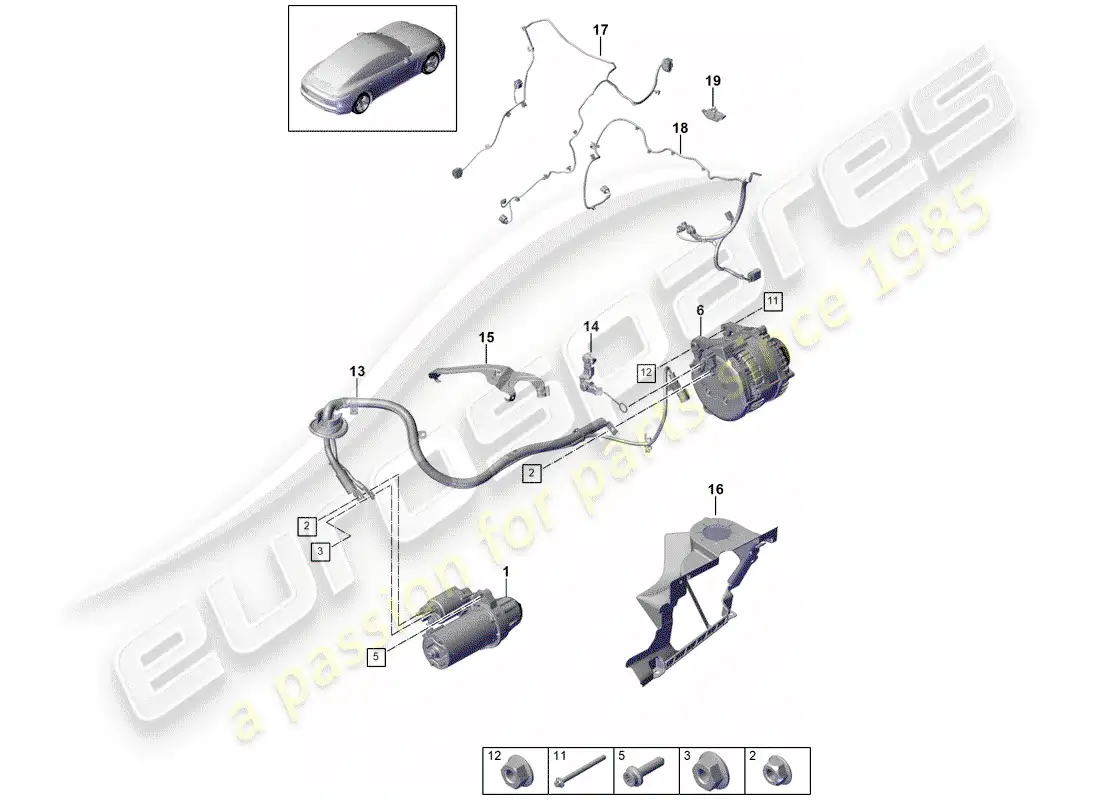 porsche 2019 (panamera 971-1) starter parts diagram