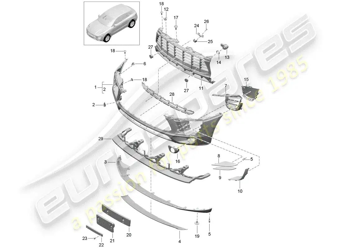 porsche 2017 (macan) bumper parts diagram