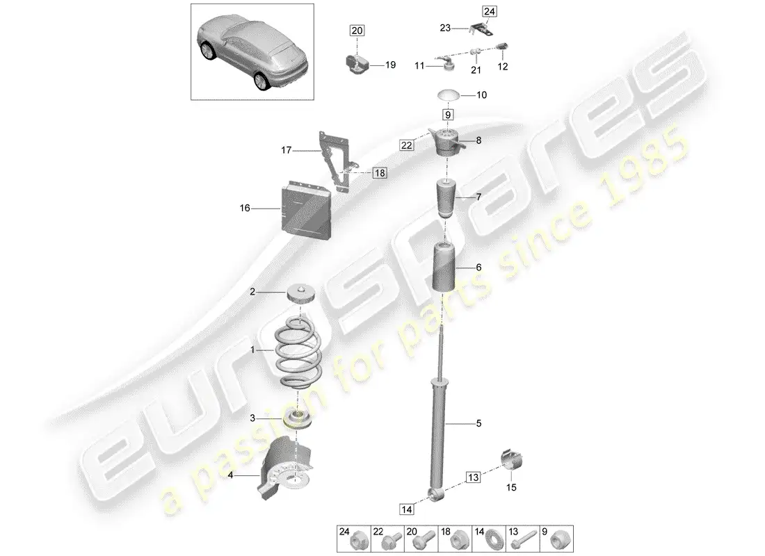 porsche 2020 (macan) steel spring suspension part diagram