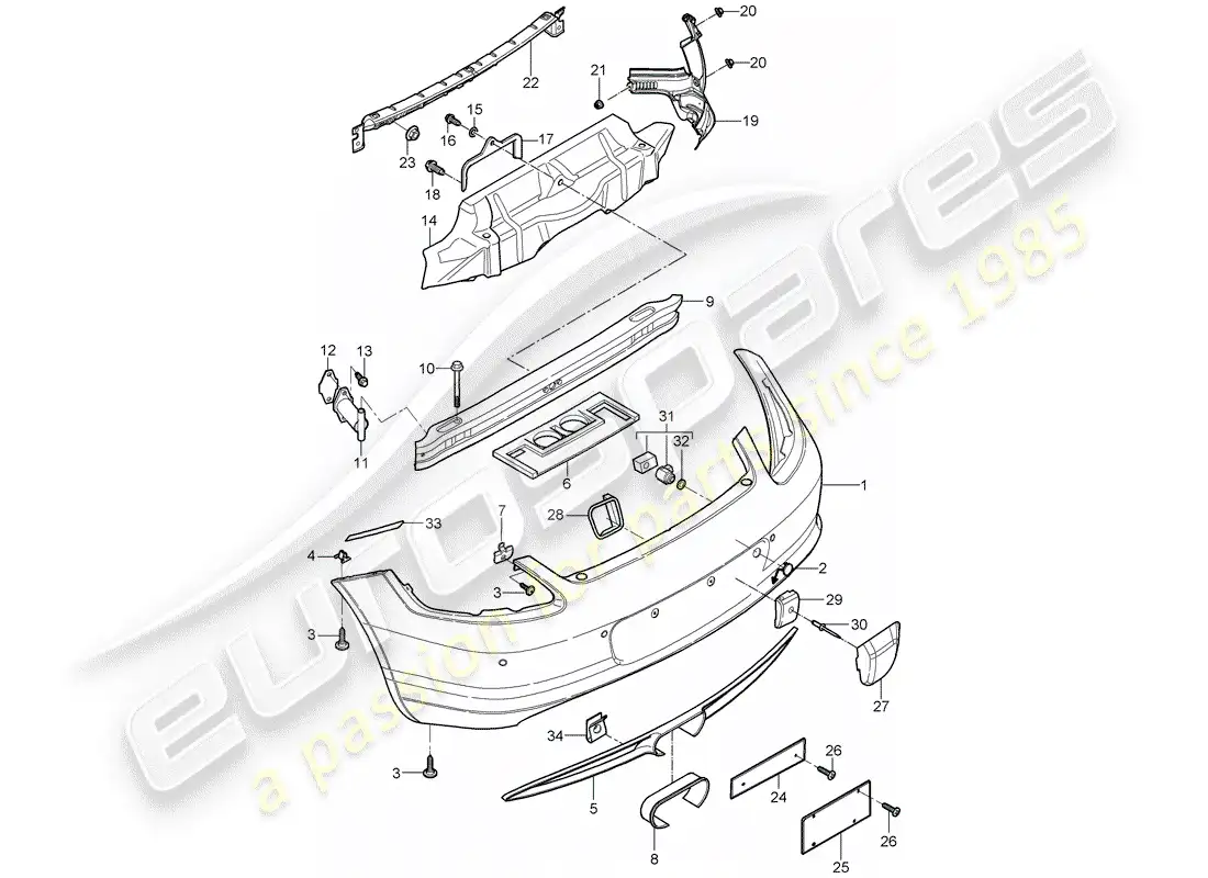 porsche 2012 (987 cayman) bumper parts diagram