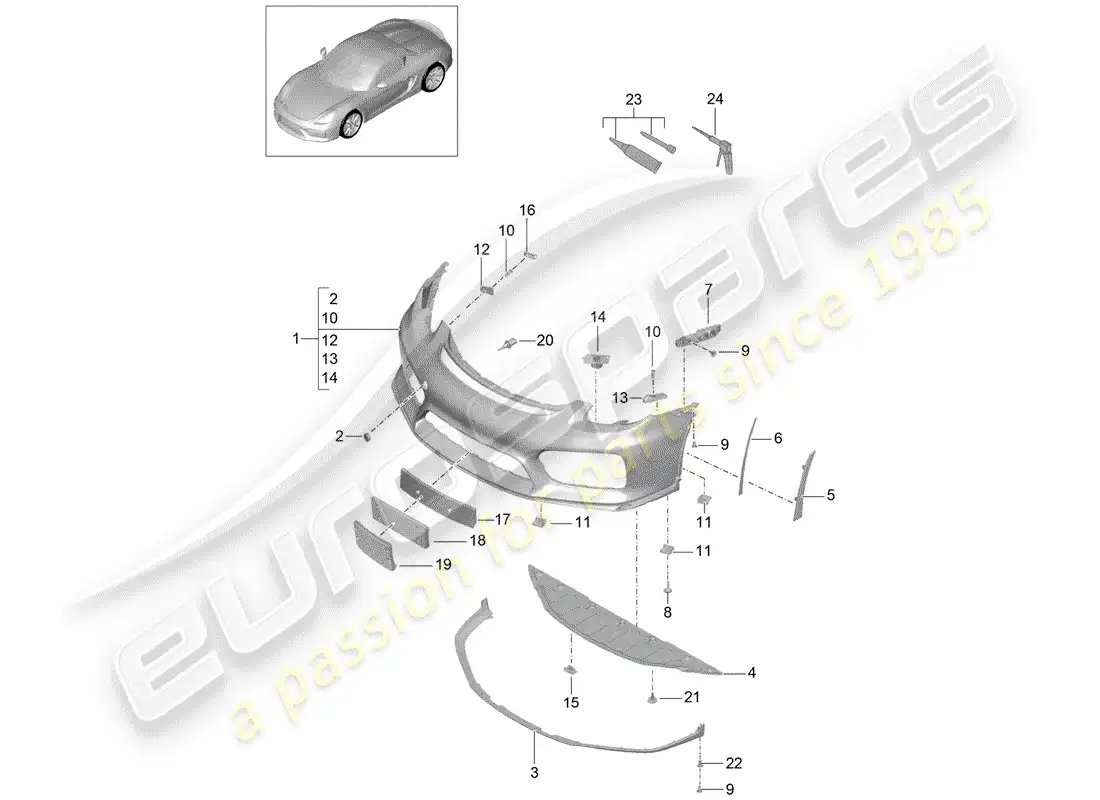 porsche 2016 (981 boxster spyder) bumper parts diagram