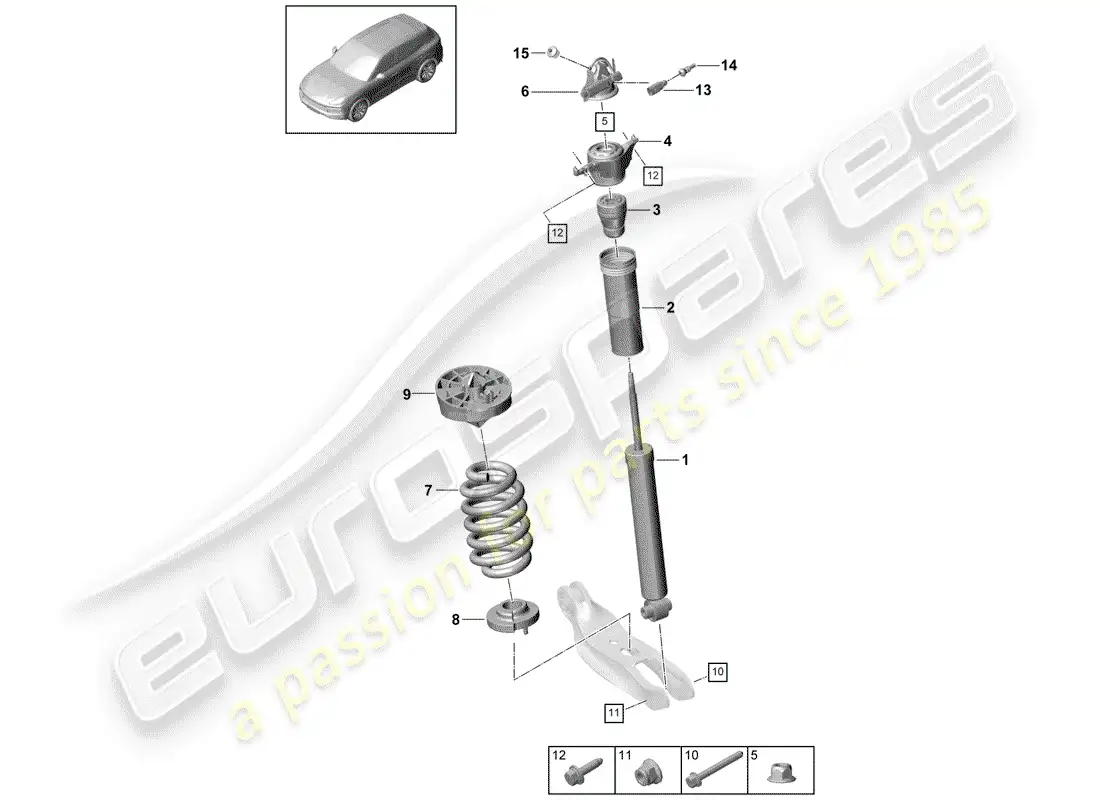porsche 2019 (cayenne e3 9ya/9yb) shock absorber parts diagram
