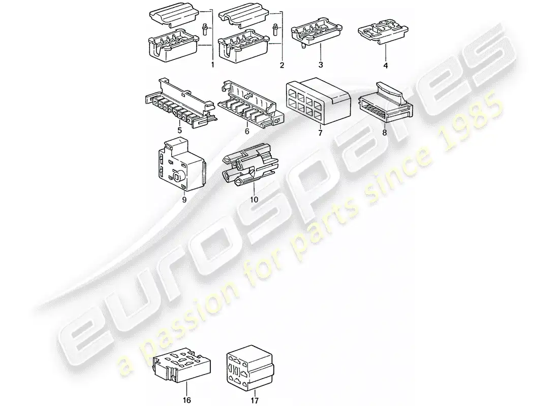 porsche 1989 (944) connector housing - 8-pole - 9-pole parts diagram
