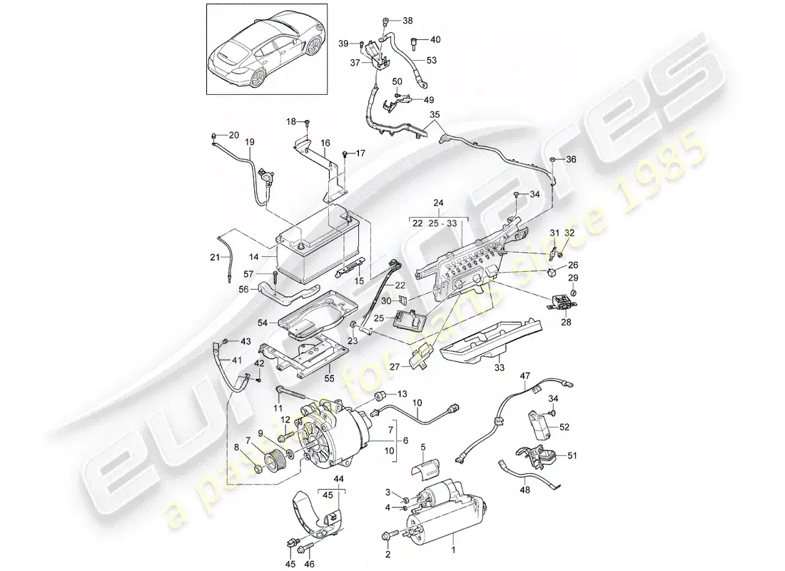 porsche 2010 (panamera 970) starter parts diagram