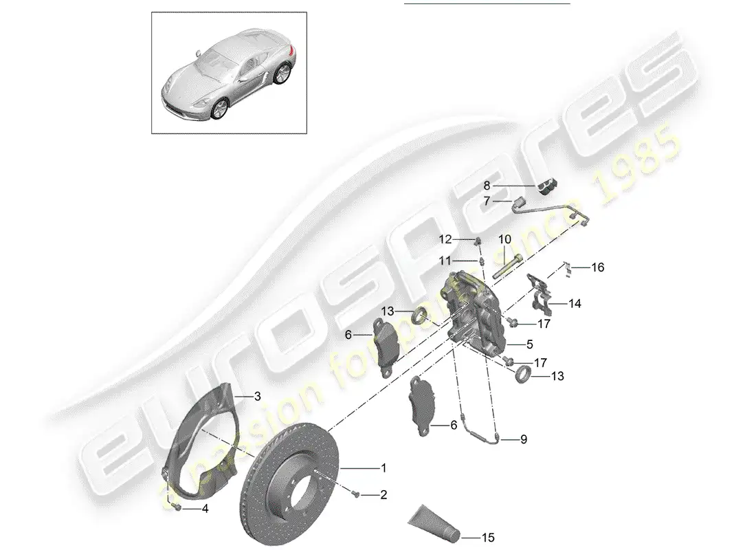 porsche 2020 (718 cayman) disc brakes parts diagram