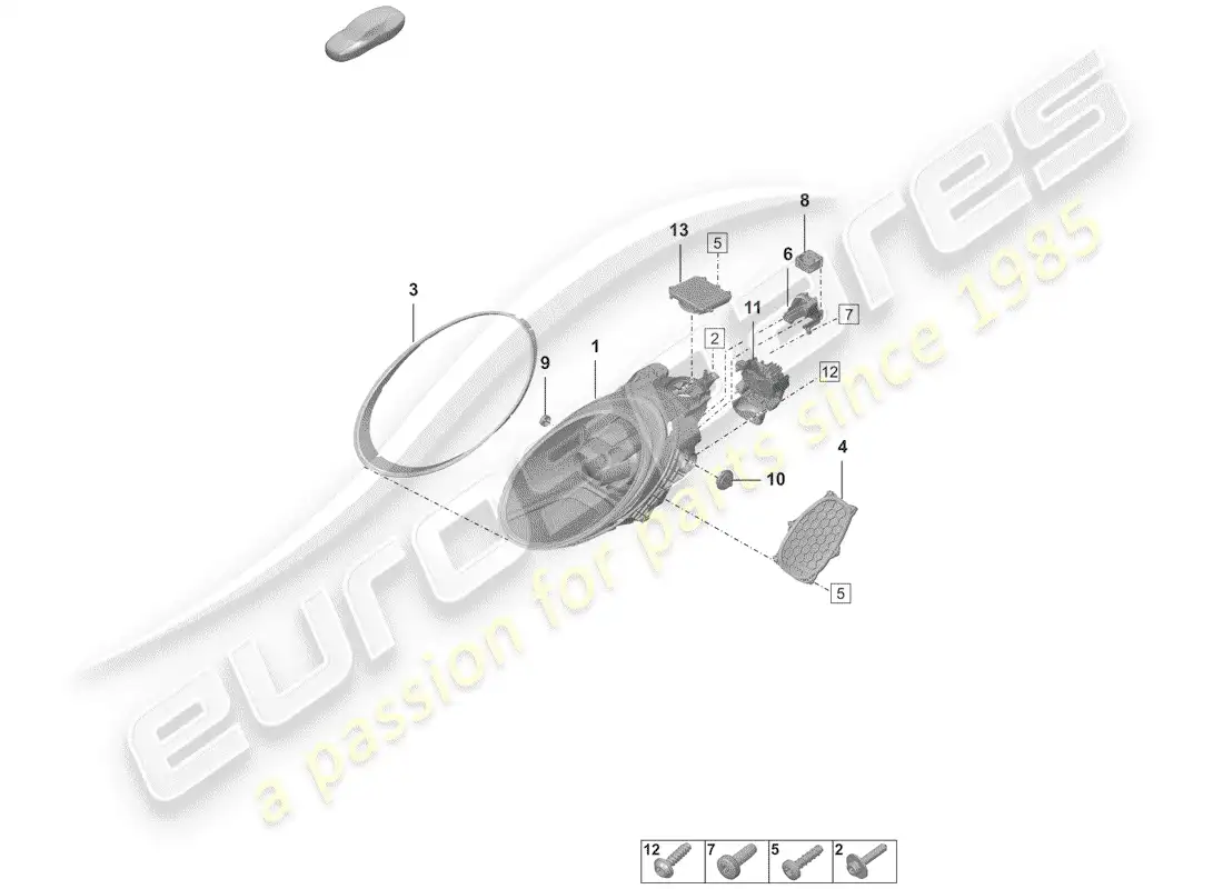 porsche 2020 (992-1) led headlight parts diagram