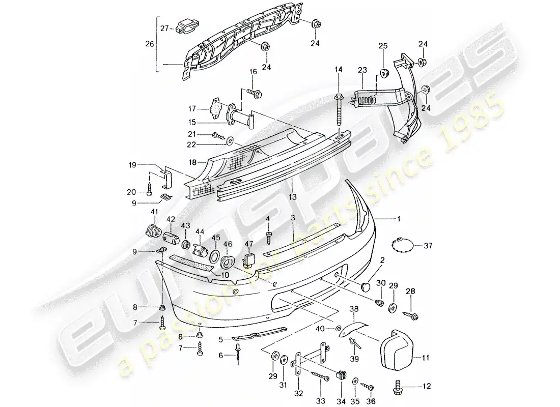 porsche 2001 (986 boxster) bumper parts diagram