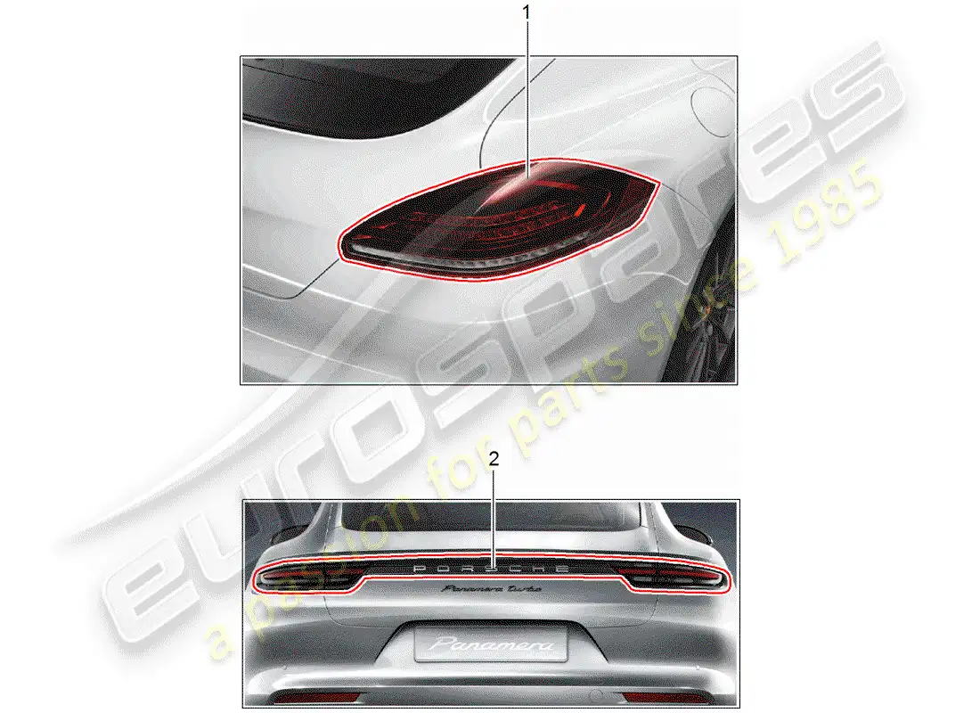 porsche 2013 (tequipment panamera) rear light parts diagram