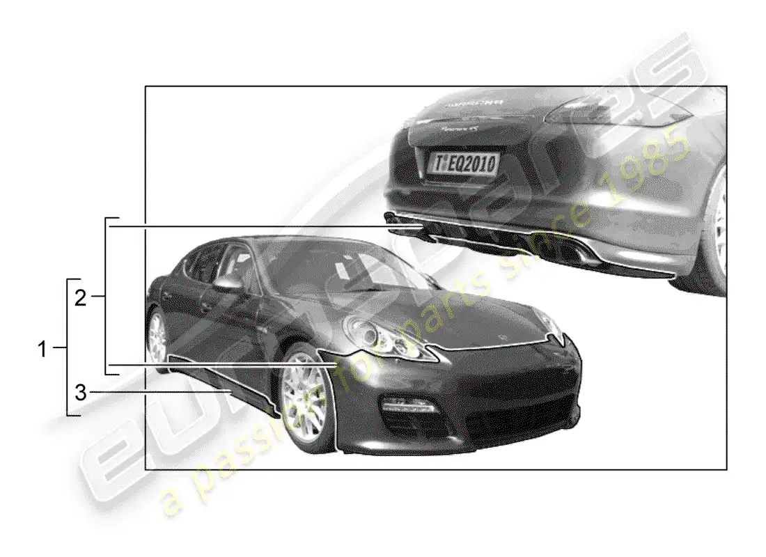 porsche 2017 (tequipment panamera) sport design package parts diagram