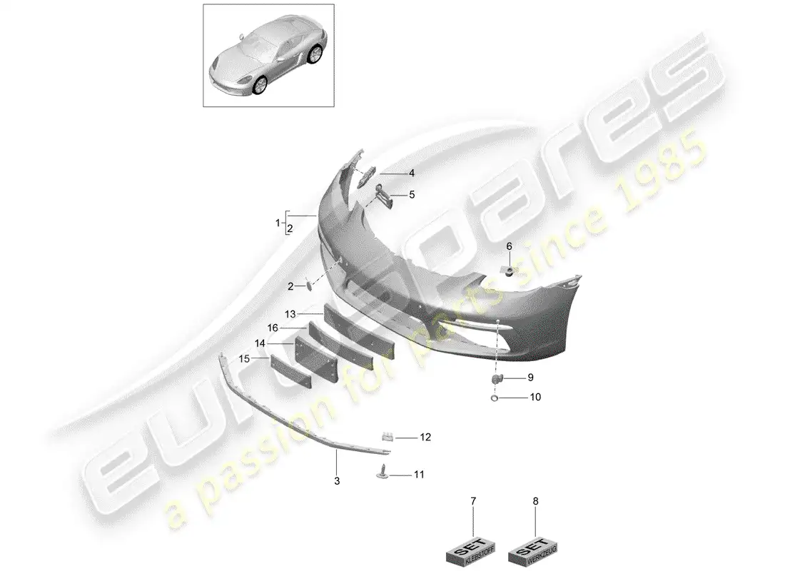 porsche 2019 (718 cayman) bumper parts diagram