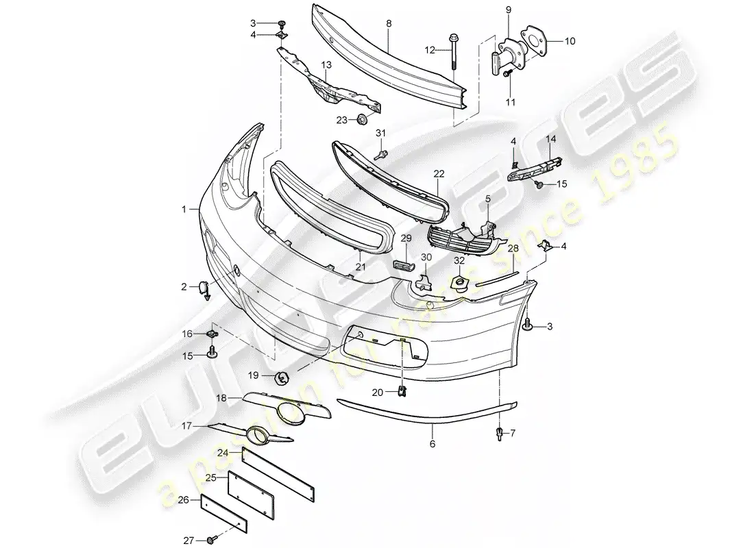 porsche 2007 (987 cayman) bumper parts diagram