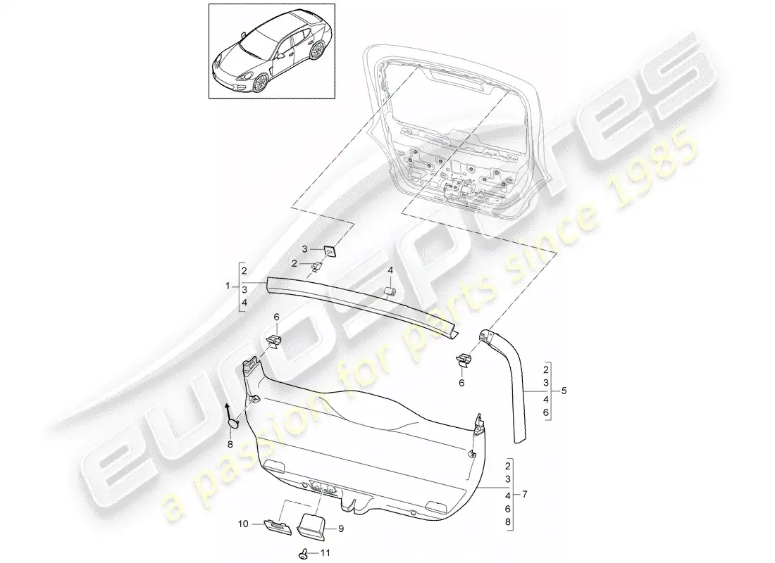 porsche 2013 (panamera 970) trims parts diagram