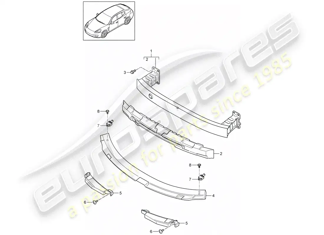 porsche 2016 (panamera 970) bumper bracket parts diagram