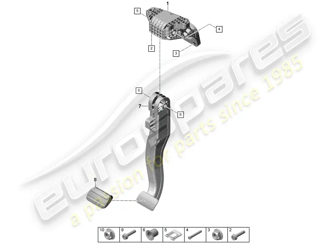 porsche 2017 (panamera 971-1) brake and acc. pedal assembly parts diagram