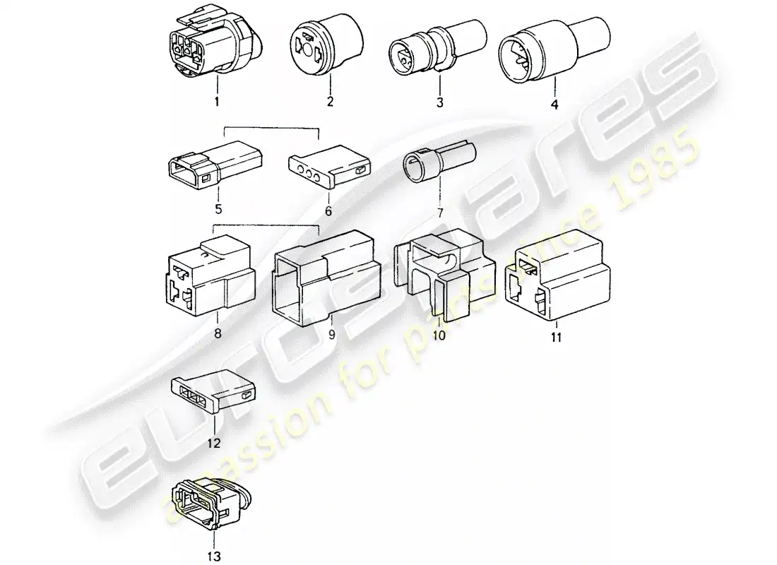 porsche 1993 (964) connector housing parts diagram