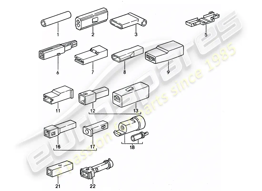 porsche 1994 (968) butt connector - connector housing - single pole parts diagram
