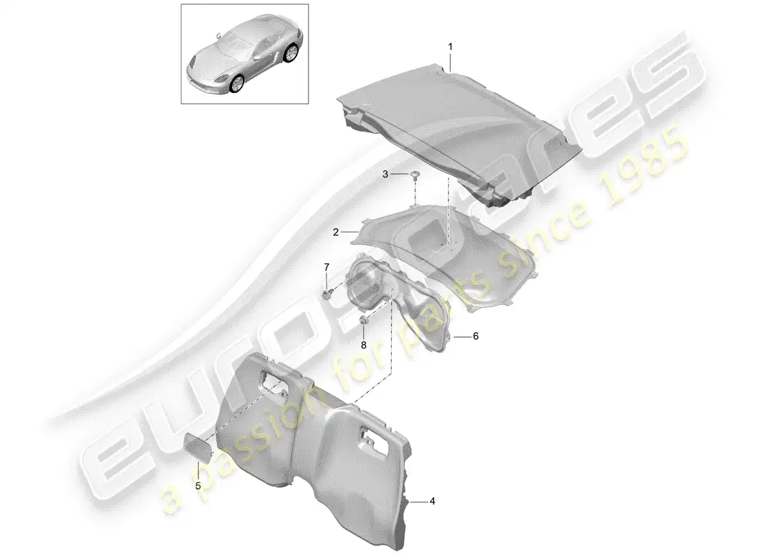 porsche 2020 (718 cayman) trims parts diagram