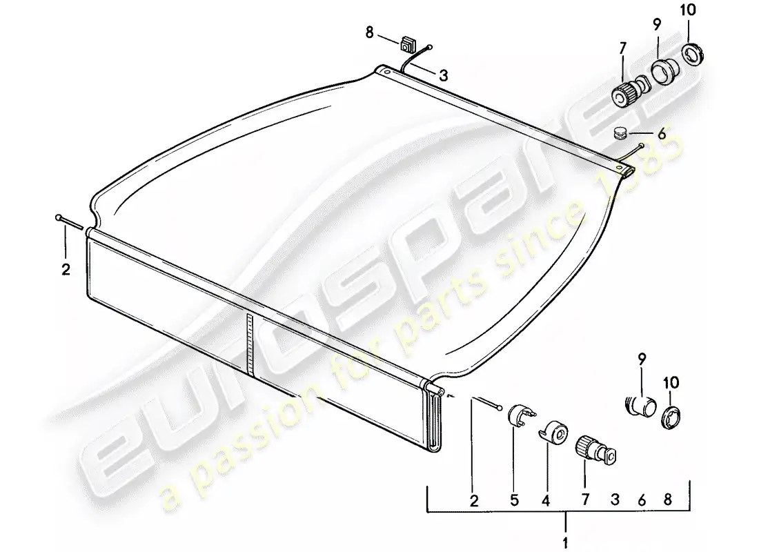 porsche 1986 (928) luggage compartment cover parts diagram