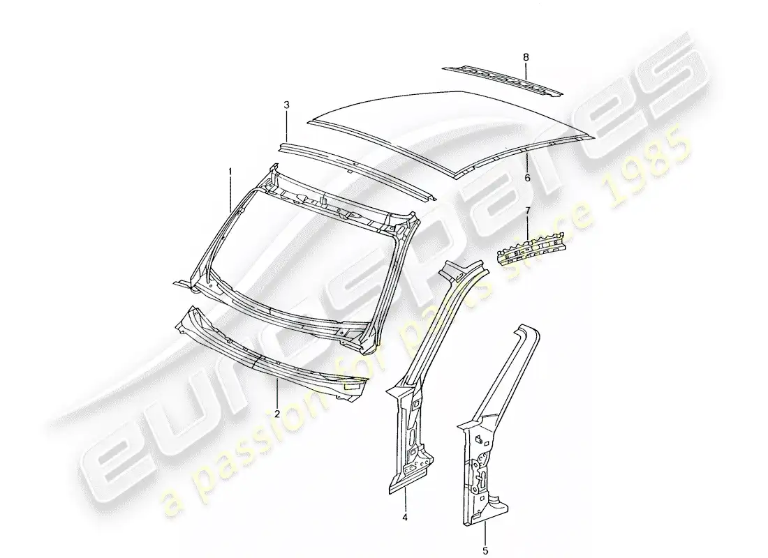 porsche 2004 (996 gt3) cowl parts diagram