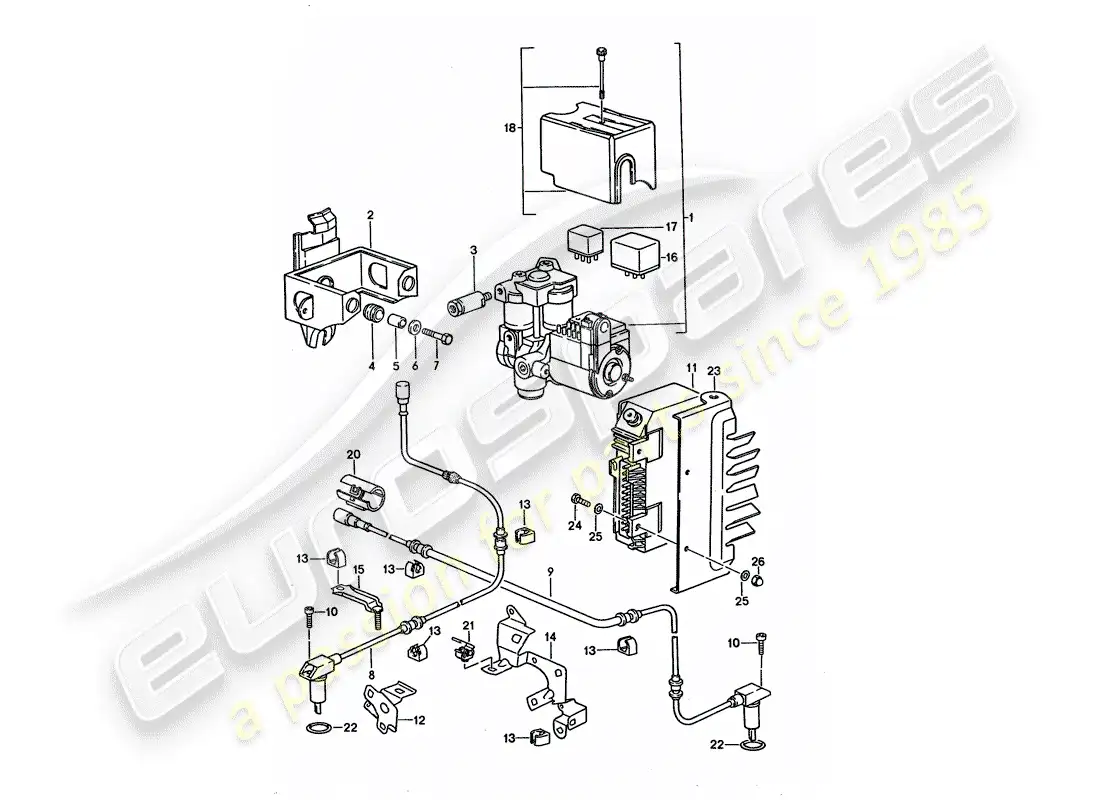 porsche 1995 (928) hydraulic unit - speed sensor - electronic control module - anti-locking brake syst. -abs- parts diagram