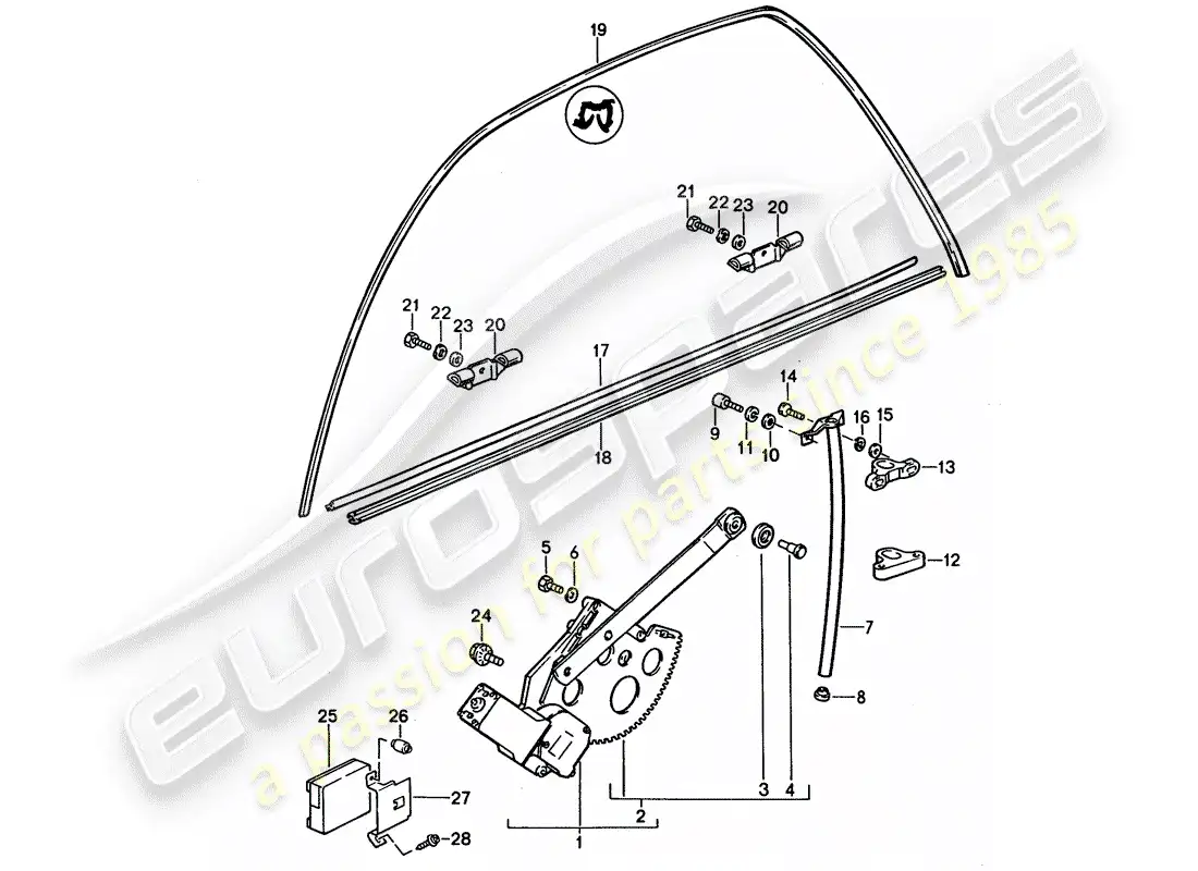 porsche 1994 (928) window regulator - and - accessories parts diagram