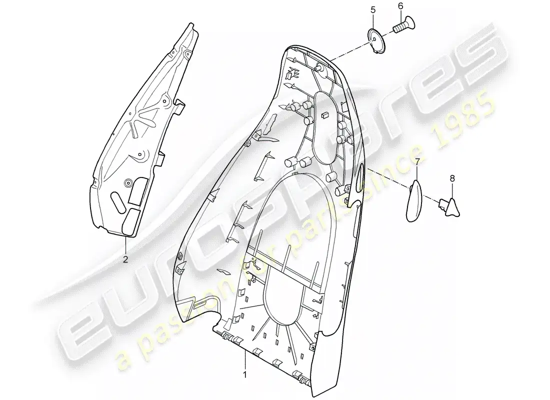 porsche 2006 (987 cayman) backrest shell parts diagram