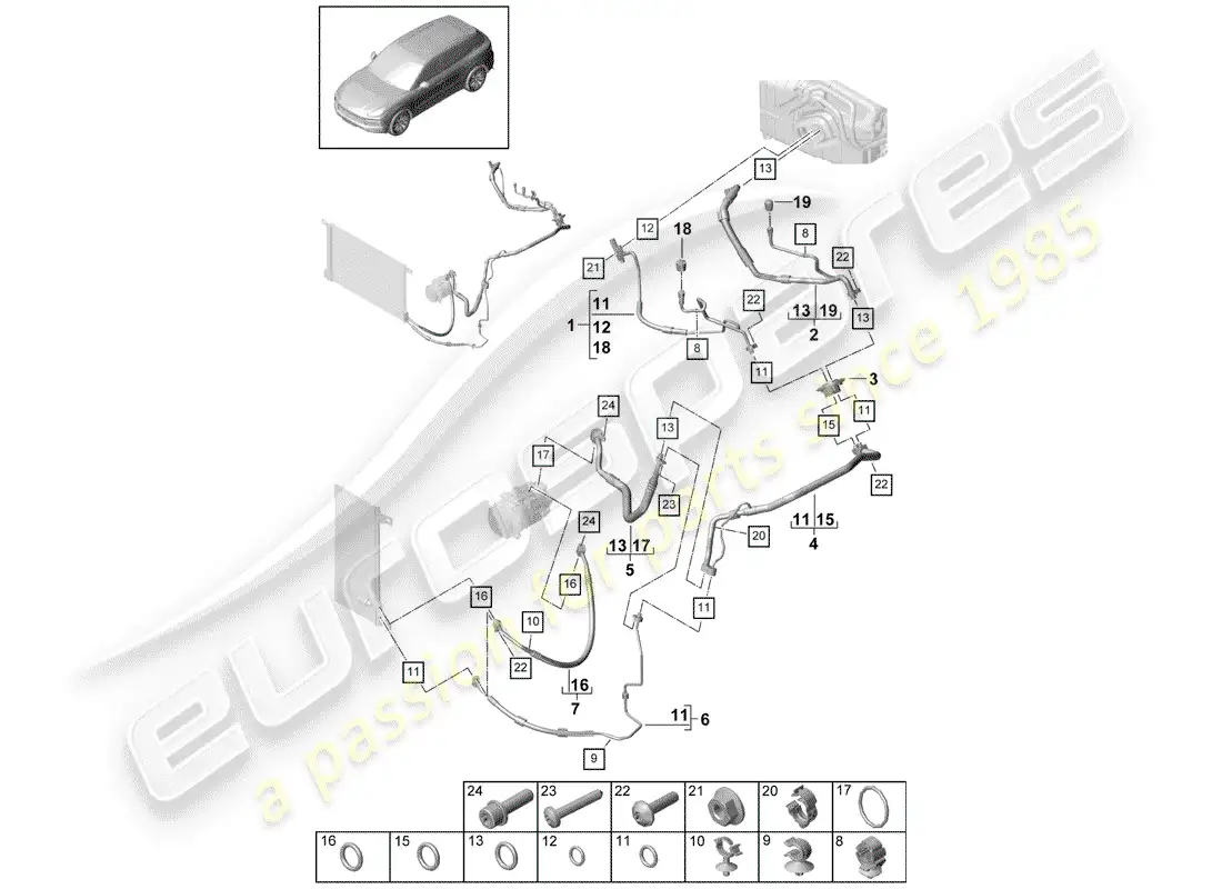 porsche 2018 (cayenne e3 9ya/9yb) air conditioner parts diagram