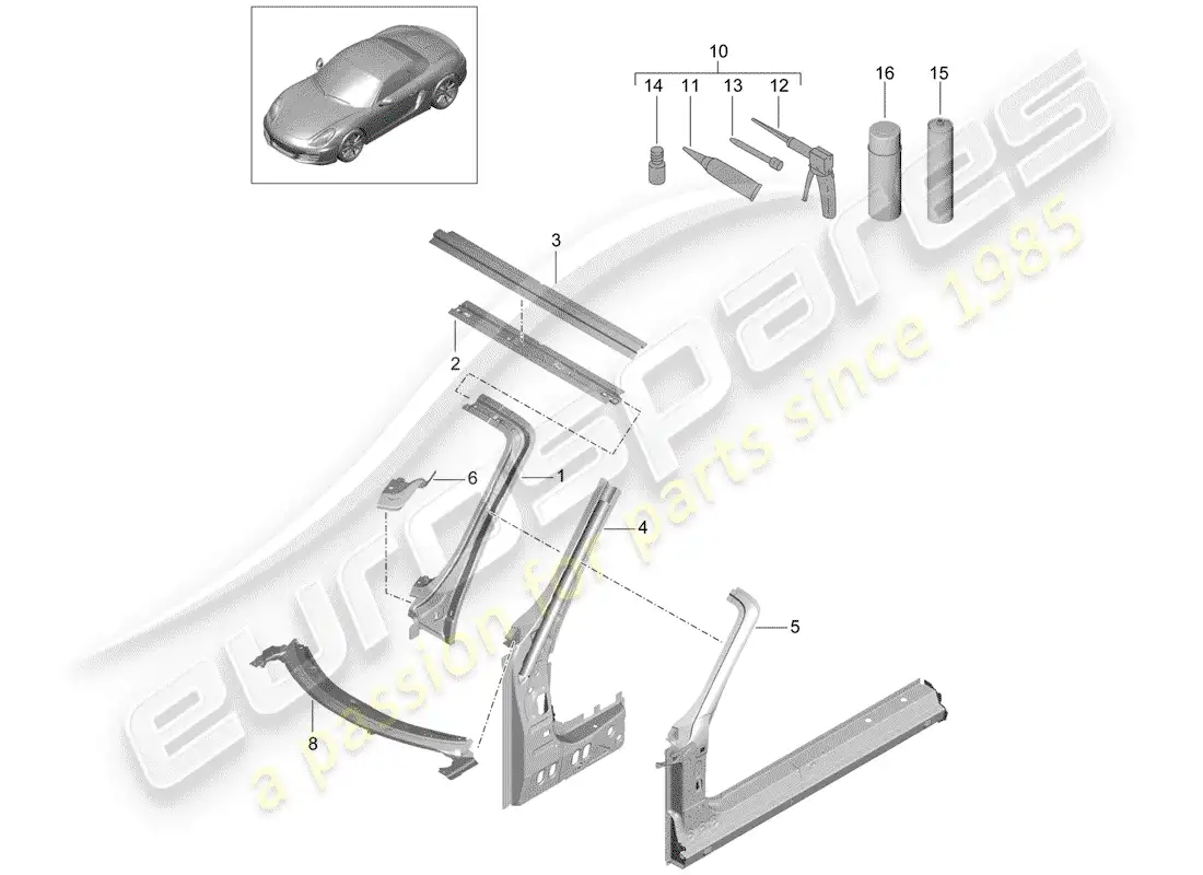 porsche 2014 (981 boxster) cowl parts diagram
