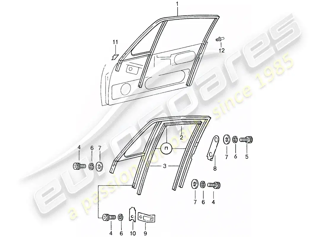 porsche 1987 (959) window frame parts diagram