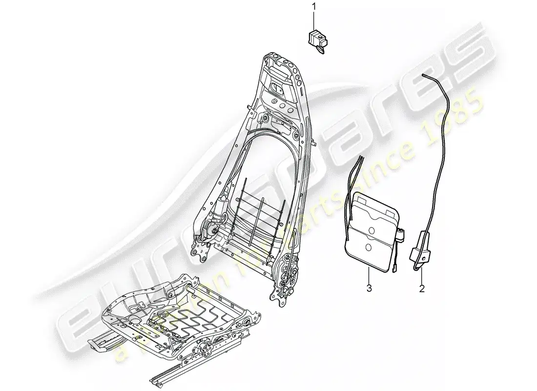porsche 2008 (997-1 turbo / gt2) lumbar support parts diagram