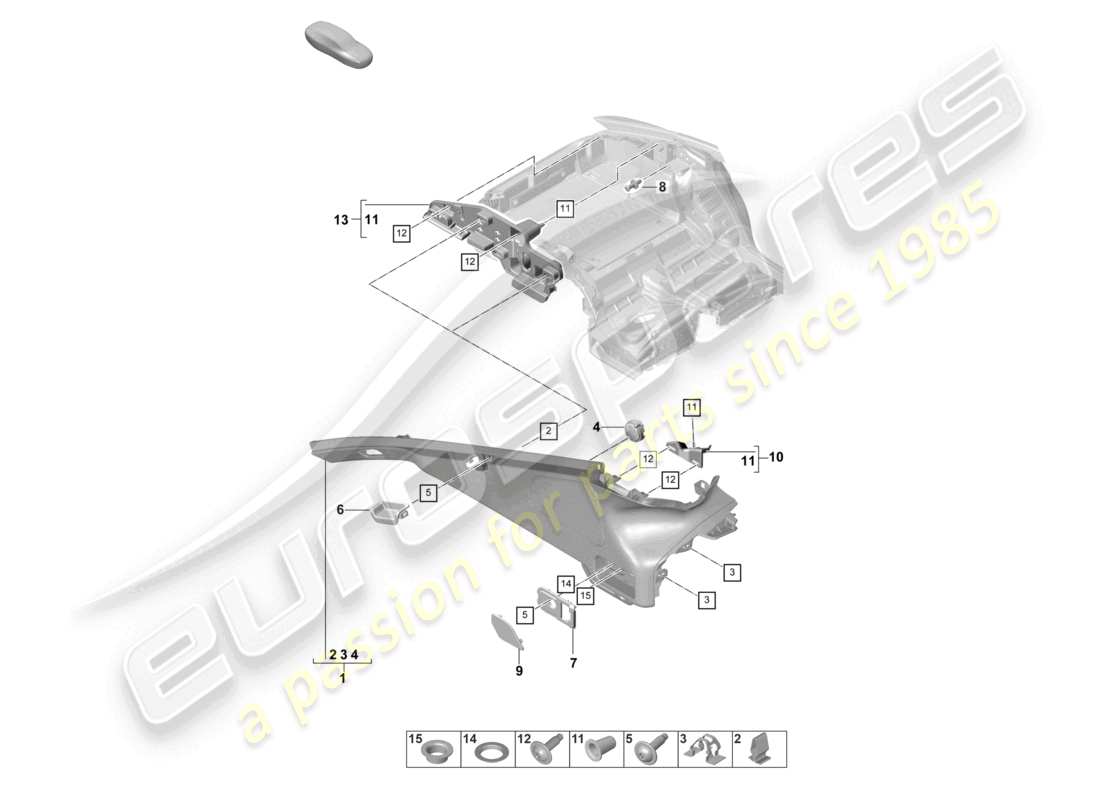porsche 2023 (panamera 971-2) d-pillar trim rear luggage compartment part diagram