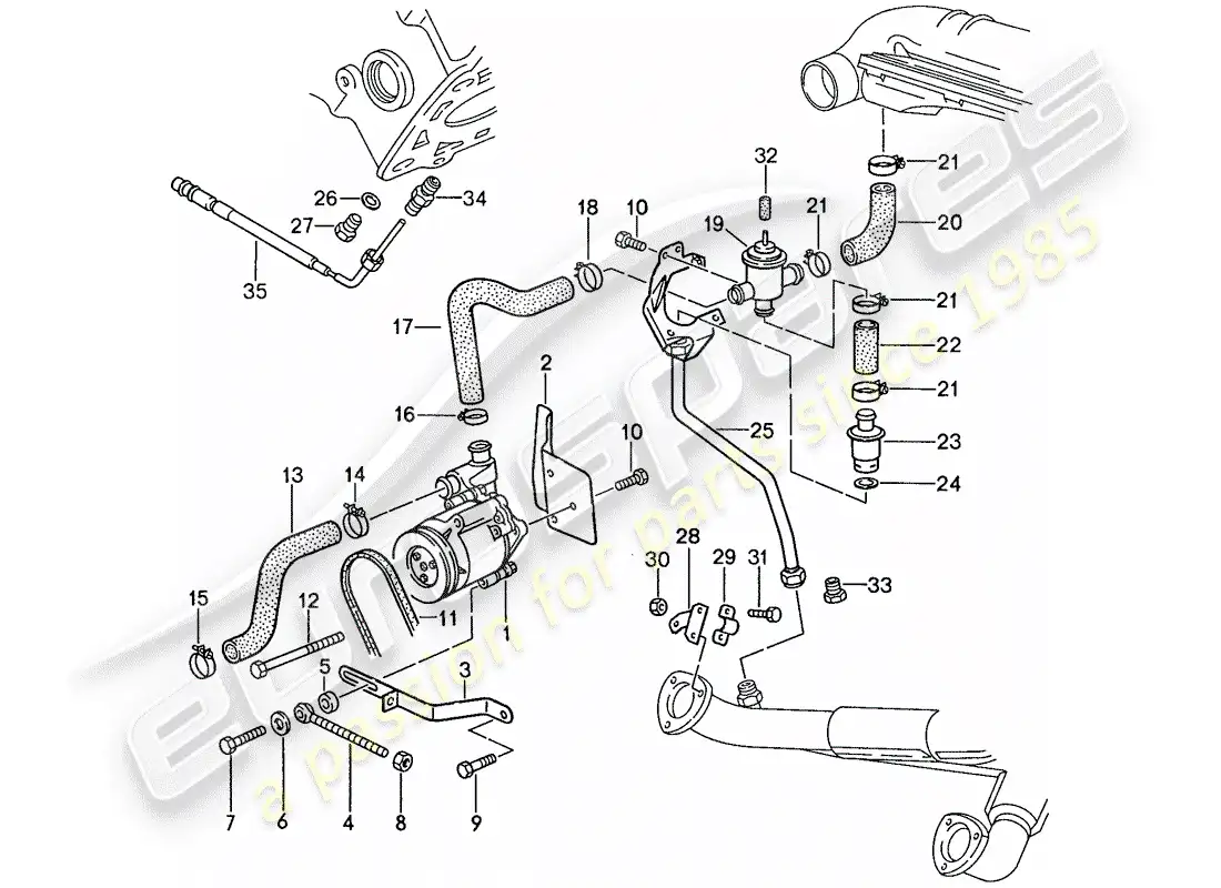 porsche 1987 (928) air injection - for vehicles with - catalyst parts diagram