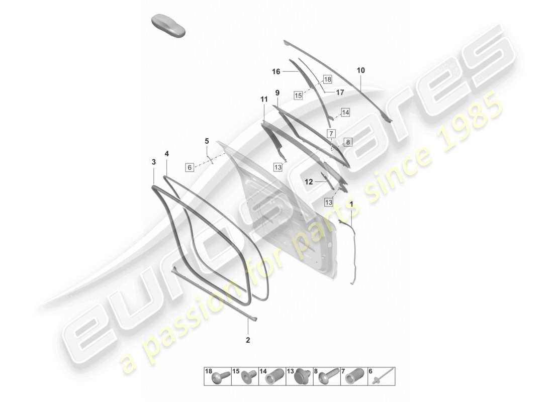porsche 2024 (panamera 971-2) doors front seal accessories part diagram