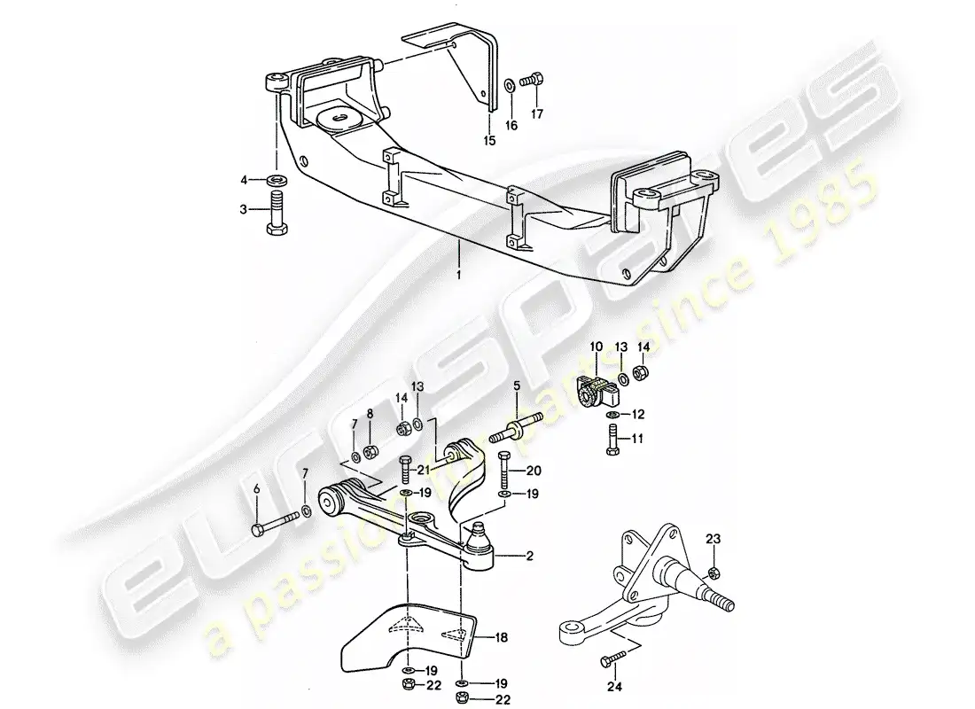 porsche 1994 (968) track control arm - cross member parts diagram