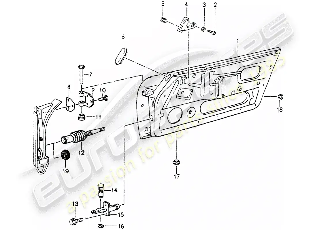porsche 1990 (964) door shell parts diagram