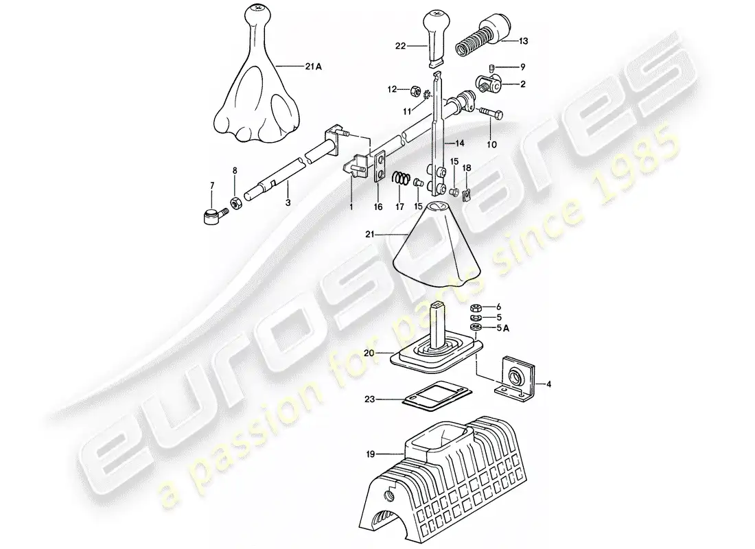 porsche 1986 (928) shift mechanism - manual gearbox parts diagram