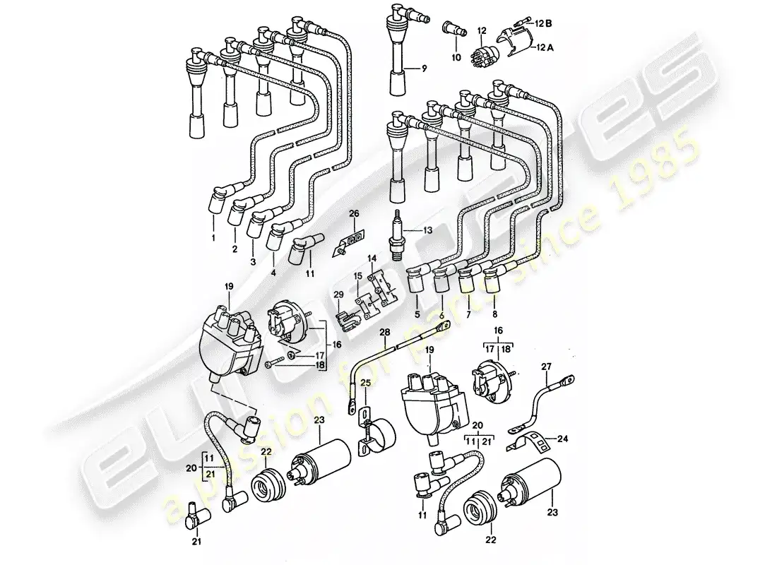 porsche 1992 (928) engine electrics parts diagram