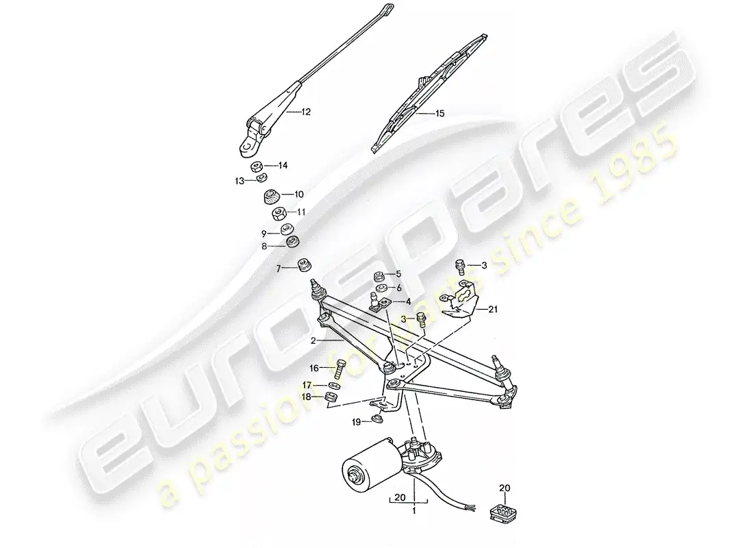 porsche 1989 (928) windscreen wiper system parts diagram