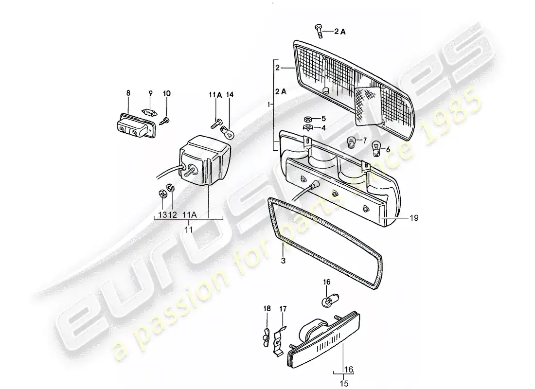 porsche 1982 (928) rear light parts diagram