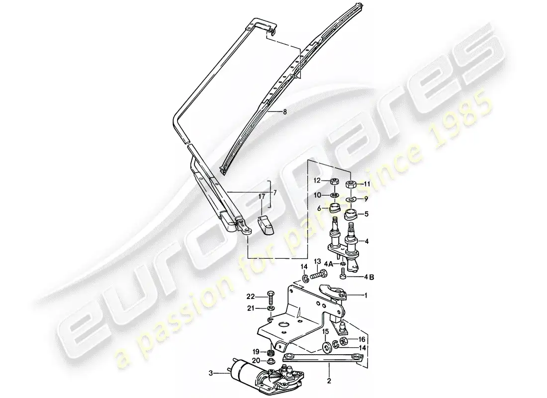 porsche 1979 (928) windscreen wiper system parts diagram