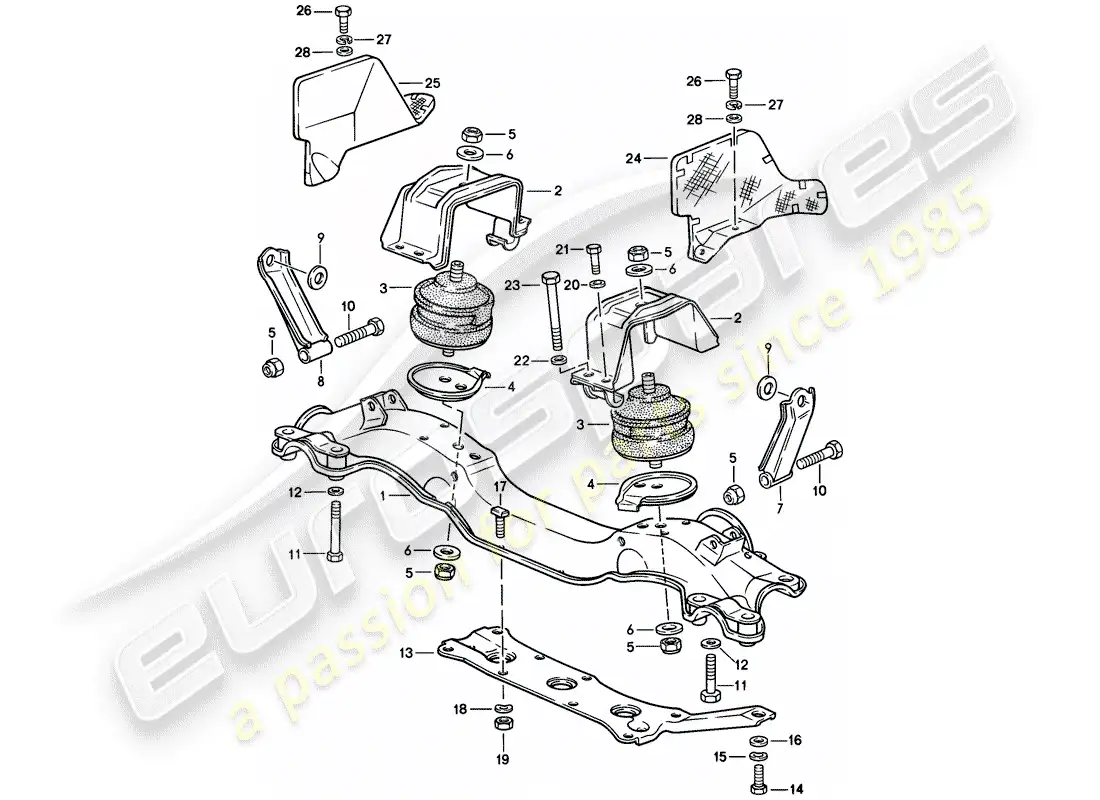 porsche 1983 (928) engine suspension parts diagram