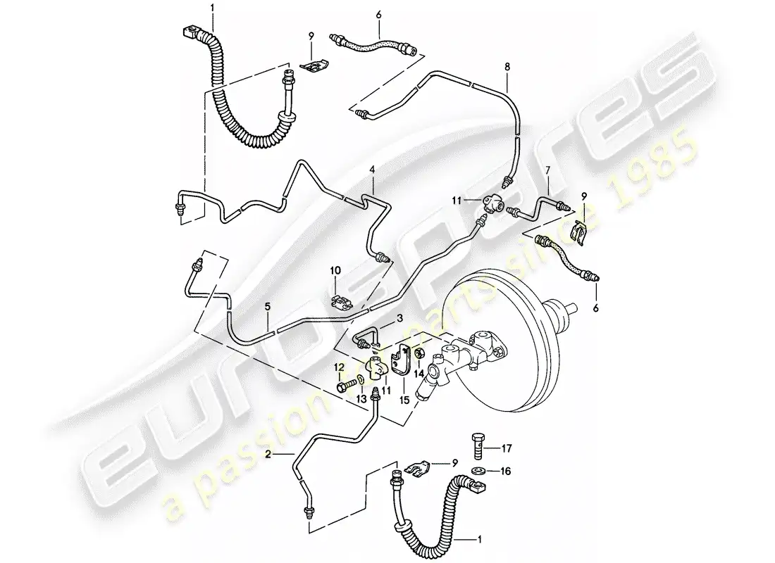 porsche 1986 (928) brake lines - d - mj 1984>> parts diagram