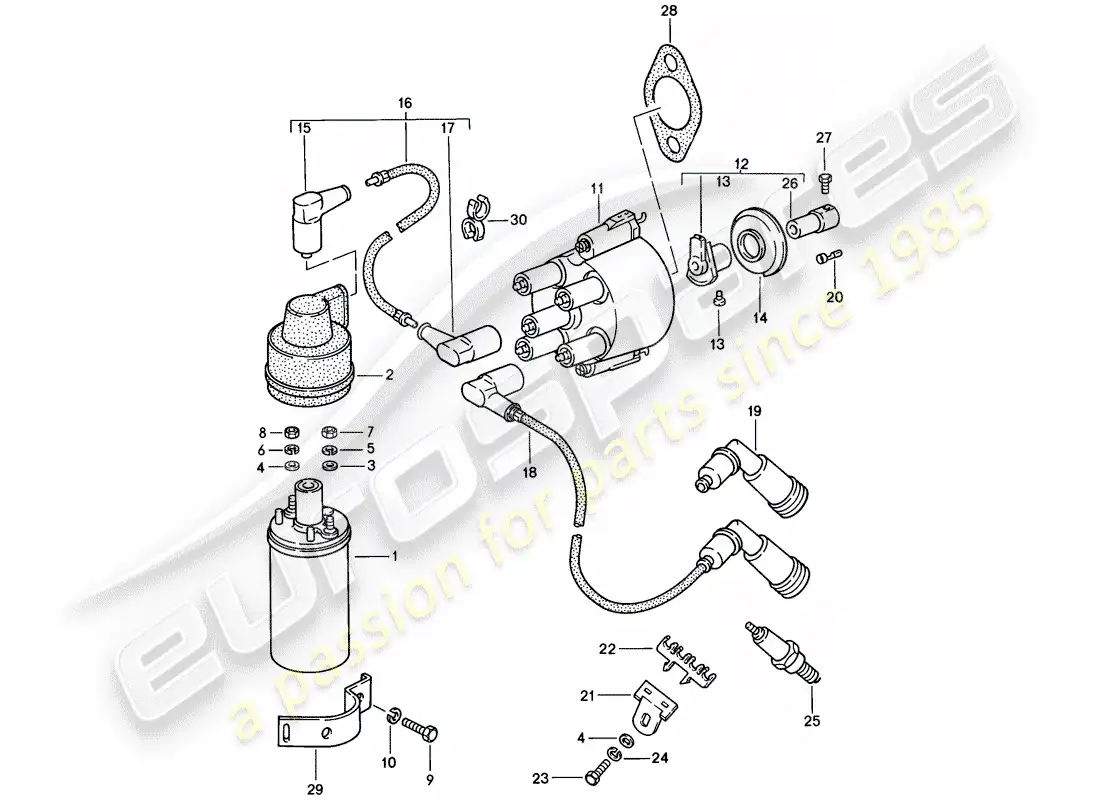 porsche 1988 (944) engine electrics 1 parts diagram