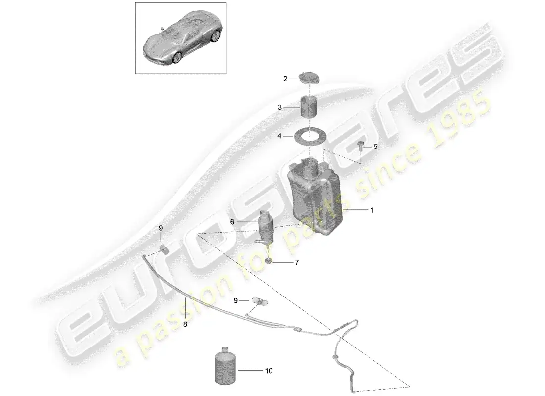 porsche 2015 (918 spyder) windshield washer unit parts diagram