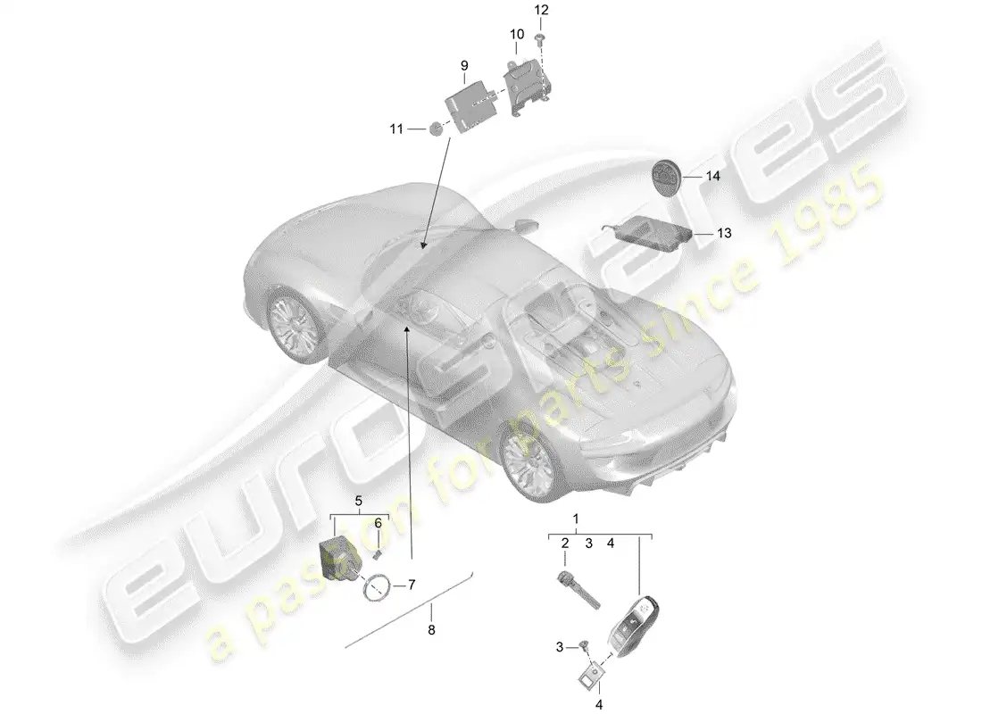 porsche 2015 (918 spyder) handheld transmitter parts diagram